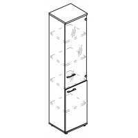 Шкаф узкий прозрачной дверью (топ ДСП) вяз либерти / мокко премиум МР 9485 ВЛ/МП/МП