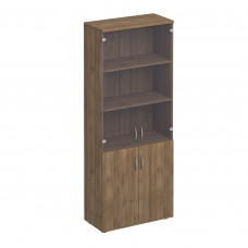 Шкаф для документов со стеклом дуб шамони темный К 379