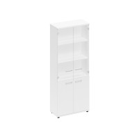 Шкаф для документов со стеклянными прозрачными дверьми белый премиум А1 9379 БП