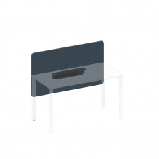 Экран настольный фронтальный тканевый с кабель-каналом синий (Bahama Denim) / черный гладкий А1 ЧР 857.02 BA40