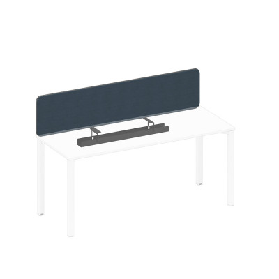 Экран настольный фронтальный тканевый с мягким наполнителем с кабель-каналом синий (Bahama Denim) / черный гладкий А1 ЧР 879.01 BA40