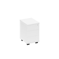 Тумба выкатная 3-х ящичная с центральным замком узкая белый премиум А1 214 БП