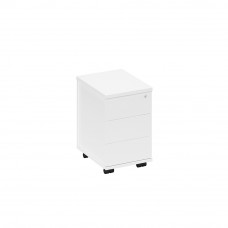 Тумба выкатная 3-х ящичная с центральным замком узкая белый премиум А1 214 БП