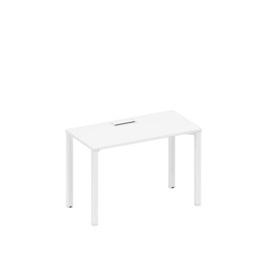 Стол письменный на металлокаркасе, столешница с заглушкой белый премиум / белый гладкий А1 БГ 003 БП