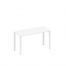 Стол письменный на металлокаркасе, столешница с вырезом белый премиум / белый гладкий А1 БГ 004.2 БП