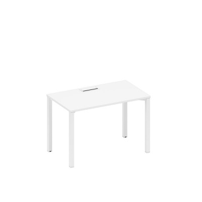 Стол письменный на металлокаркасе, столешница с заглушкой белый премиум / белый гладкий А1 БГ 013 БП