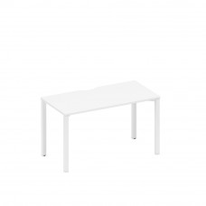 Стол письменный на металлокаркасе, столешница с вырезом белый премиум / белый гладкий А1 БГ 014.2 БП