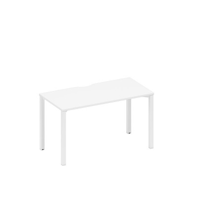 Стол письменный на металлокаркасе, столешница с вырезом белый премиум / белый гладкий А1 БГ 014.2 БП