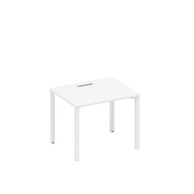 Стол письменный на металлокаркасе, столешница с заглушкой белый премиум / белый гладкий А1 БГ 022 БП