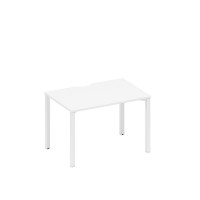 Стол письменный на металлокаркасе, столешница с вырезом белый премиум / белый гладкий А1 БГ 023.2 БП
