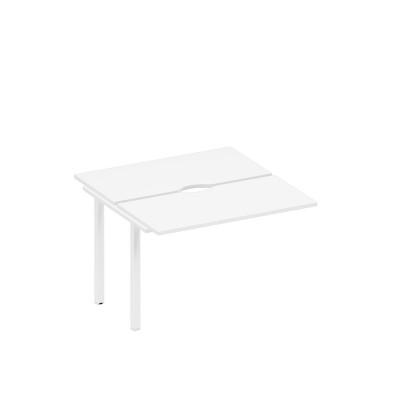 Секция стола рабочей станции на металлокаркасе, столешницы с вырезом белый премиум / белый гладкий А1 БГ 170.2-1 БП