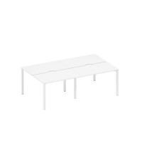 Рабочая станция на металлокаркасе, столешницы с вырезом (4*120) белый премиум / белый гладкий А1 БГ 173.2-2 БП