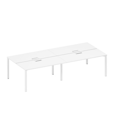 Рабочая станция на металлокаркасе, столешницы с заглушкой (4*160) белый премиум / белый гладкий А1 БГ 175-2 БП