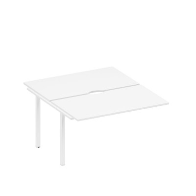 Секция стола рабочей станции на металлокаркасе, столешницы с вырезом белый премиум / белый гладкий А1 БГ 177.2-1 БП