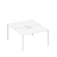 Рабочая станция на металлокаркасе, столешницы с заглушкой (2*140) белый премиум / белый гладкий А1 БГ 177 БП