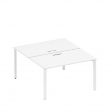 Рабочая станция на металлокаркасе, столешницы с заглушкой (2*140) белый премиум / белый гладкий А1 БГ 177 БП