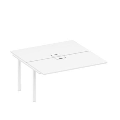 Секция стола рабочей станции на металлокаркасе, столешницы с заглушкой белый премиум / белый гладкий А1 БГ 178-1 БП