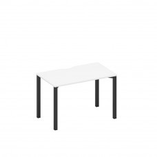 Стол письменный на металлокаркасе, столешница с вырезом белый премиум / черный гладкий А1 ЧР 013.2 БП