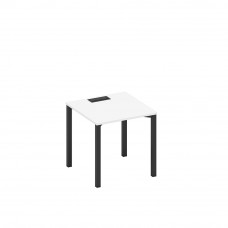 Стол письменный на металлокаркасе, столешница с заглушкой белый премиум / черный гладкий А1 ЧР 021 БП