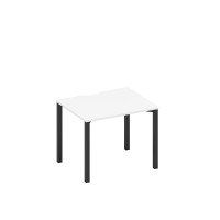 Стол письменный на металлокаркасе, столешница с вырезом белый премиум / черный гладкий А1 ЧР 022.2 БП