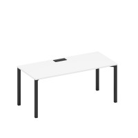 Стол письменный на металлокаркасе, столешница с заглушкой белый премиум / черный гладкий А1 ЧР 026 БП