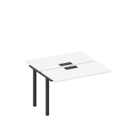 Секция стола рабочей станции на металлокаркасе, столешницы с заглушкой белый премиум / черный гладкий А1 ЧР 170-1 БП