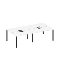 Рабочая станция на металлокаркасе, столешницы с заглушкой (4*140) белый премиум / черный гладкий А1 ЧР 171-2 БП