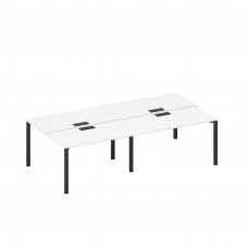 Рабочая станция на металлокаркасе, столешницы с заглушкой (4*140) белый премиум / черный гладкий А1 ЧР 171-2 БП
