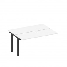 Секция стола рабочей станции на металлокаркасе, столешницы с вырезом белый премиум / черный гладкий А1 ЧР 172.2-1 БП
