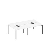 Рабочая станция на металлокаркасе, столешницы с заглушкой (4*120) белый премиум / черный гладкий А1 ЧР 173-2 БП