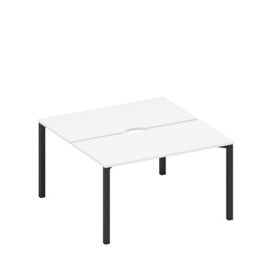 Рабочая станция на металлокаркасе, столешницы с вырезом (2*140) белый премиум / черный гладкий А1 ЧР 174.2 БП