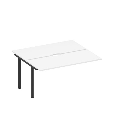 Секция стола рабочей станции на металлокаркасе, столешницы с вырезом белый премиум / черный гладкий А1 ЧР 175.2-1 БП