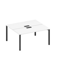 Рабочая станция на металлокаркасе, столешницы с заглушкой (2*160) белый премиум / черный гладкий А1 ЧР 175 БП