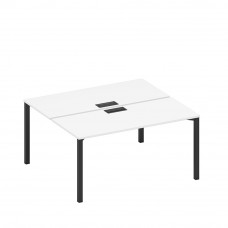 Рабочая станция на металлокаркасе, столешницы с заглушкой (2*160) белый премиум / черный гладкий А1 ЧР 175 БП