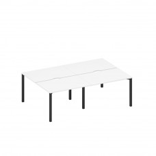 Рабочая станция на металлокаркасе, столешницы с вырезом (4*120) белый премиум / черный гладкий А1 ЧР 176.2-2 БП