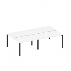 Рабочая станция на металлокаркасе, столешницы с вырезом (4*140) белый премиум / черный гладкий А1 ЧР 177.2-2 БП