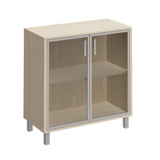 Шкаф низкий для документов две стеклянные двери дуб шамони Born 410-822