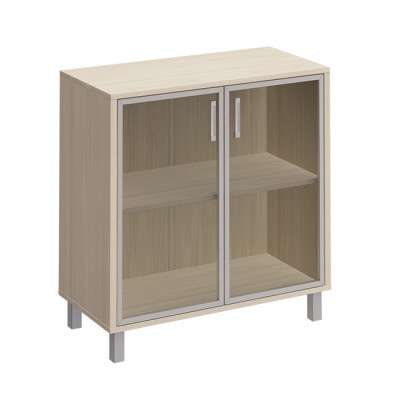 Шкаф низкий для документов две стеклянные двери дуб шамони Born 410-822