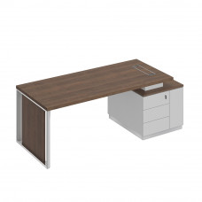 Стол руководителя с декоративной вставкой дуб гладстоун светлый / белый премиум / дуб гладстоун светлый БР 112 ДС БП ДС