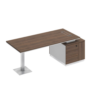 Стол на опорной тумбе дуб гладстоун / белый премиум / дуб гладстоун СИ 106 ДГ БП ДГ