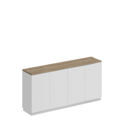 Шкаф для документов закрытый низкий дуб гладстоун светлый / белый премиум / белый премиум СИ 323 ДС БП БП