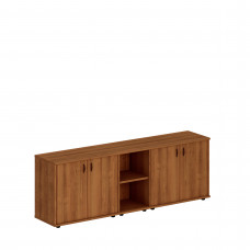 Шкаф комбинированный низкий (закрытый + стеллаж узкий + закрытый) темный орех Исп.09