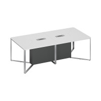 Стол для переговоров составной 2-секционный белый премиум / белый премиум / антрацит премиум СП 102 БП БП АР ХР