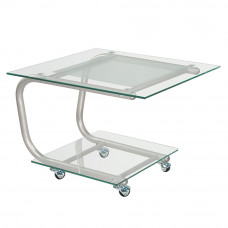 Стол журнальный Дуэт-9 металлик/прозрачное стекло Д-9 м/п