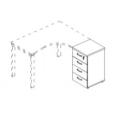 Тумба приставная 4-х ящичная с замком серый / антрацит премиум А4 9223 СЕ/АР