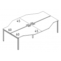 Рабочая станция столы Техно (4х160) каркас DUE дуб ристретто/ металлокаркас белый А4 Б2 188-2 ДР