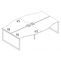 Рабочая станция столы (4х120) Техно на металлокаркасе QUATTRO дуб ристретто/ металлокаркас серый А4 С4 189-2 ДР