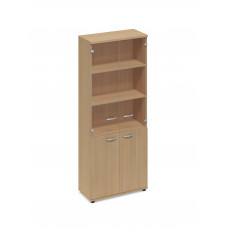 Шкаф для документов со стеклянными прозрачными дверьми натуральный дуб А4 9379 НД