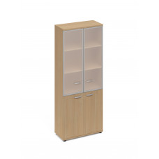 Шкаф со стеклянными дверьми в алюминиевой рамке натуральный дуб А4 9380 НД
