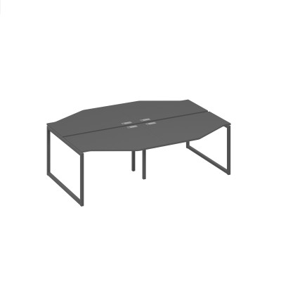 Cтанция QUATTRO столы Техно 4х120 эргономичные антрацит премиум / металлокаркас антрацит А4 А4 186-2 АР